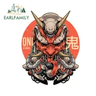 Маска демона самурая EARLFAMILY, 13 см х 10,1 см, Япония, забавная, виниловые наклейки на машину, мотоциклетная наклейка JDM, водонепроницаемая, защита от солнца защитные наклейки