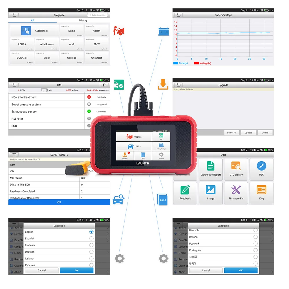 LAUNCH X431 CRP123E OBD2 ENG ABS подушка безопасности SRS на авто диагностический инструмент OBDII