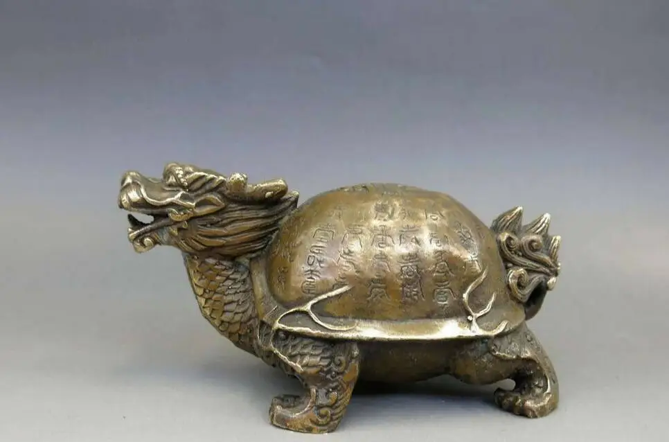 

Chinese Brass Copper Fengshui God Animal Dragon Turtle Statue