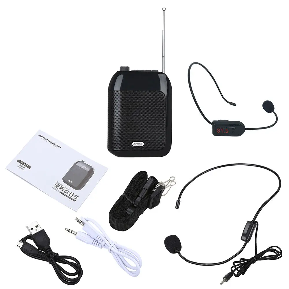Aporo T9 15W Voice Amplifier Loud Speaker FM Radio Recordin Function Wireless Micphone 87Mhz-108Mhz for Meeting images - 6