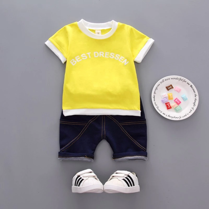 XHzimuduan Yellow Модная одежда для детей, детская мода, костюм для мальчиков и девочек, хлопковая одежда для малышей с буквенным принтом Одежда для детей; штаны для девочки; 2 шт./компл. детей Костюмы - Цвет: XHzimuduan Yellow