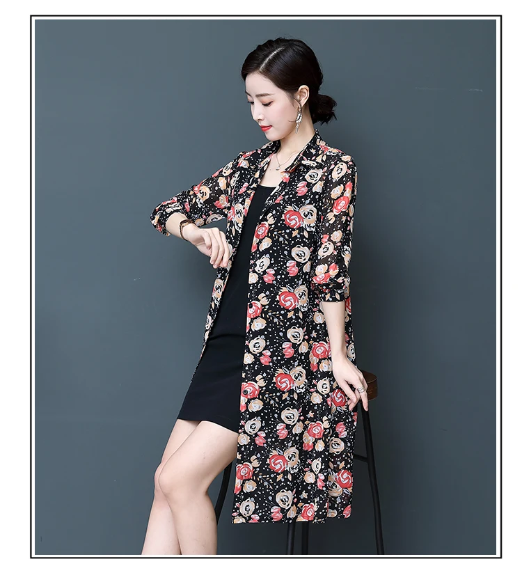 TingYiLi Women Printed Kimono Cardigan Summer Button Up Long Sleeve Boho Shirt Long Floral Chiffon Blouse Top Ladies Plus Size womens shirts and blouses