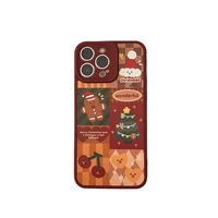 red christmas checkerboard bear leather silicone phone case for iphone 13 pro max tpu back cover for iphone 13 case accessories