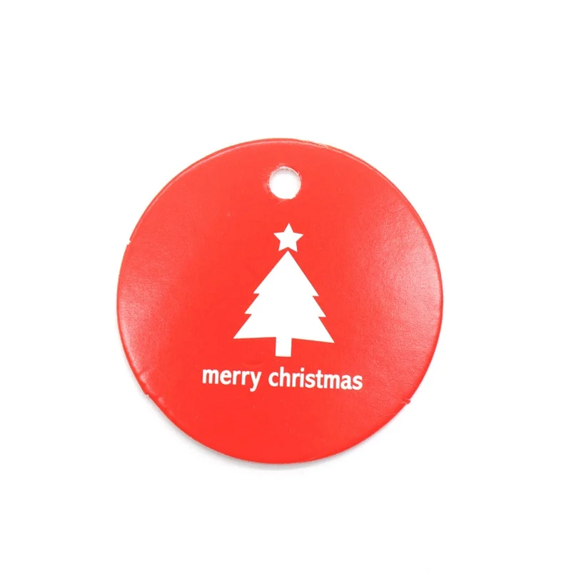 Red round tree 50 шт. Рождественская звезда тег Санта Клаус бирки крафт-бумага карты тег конфеты мешок украшения Рождество год подарок посылка оформление бирок - Цвет: Red round tree