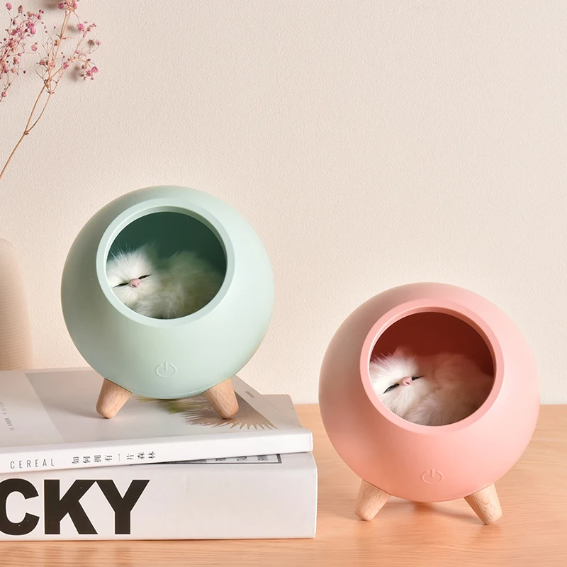 

Cute kitty little pet room atmosphere night light touch rechargeable girlie bedroom bedside lamp