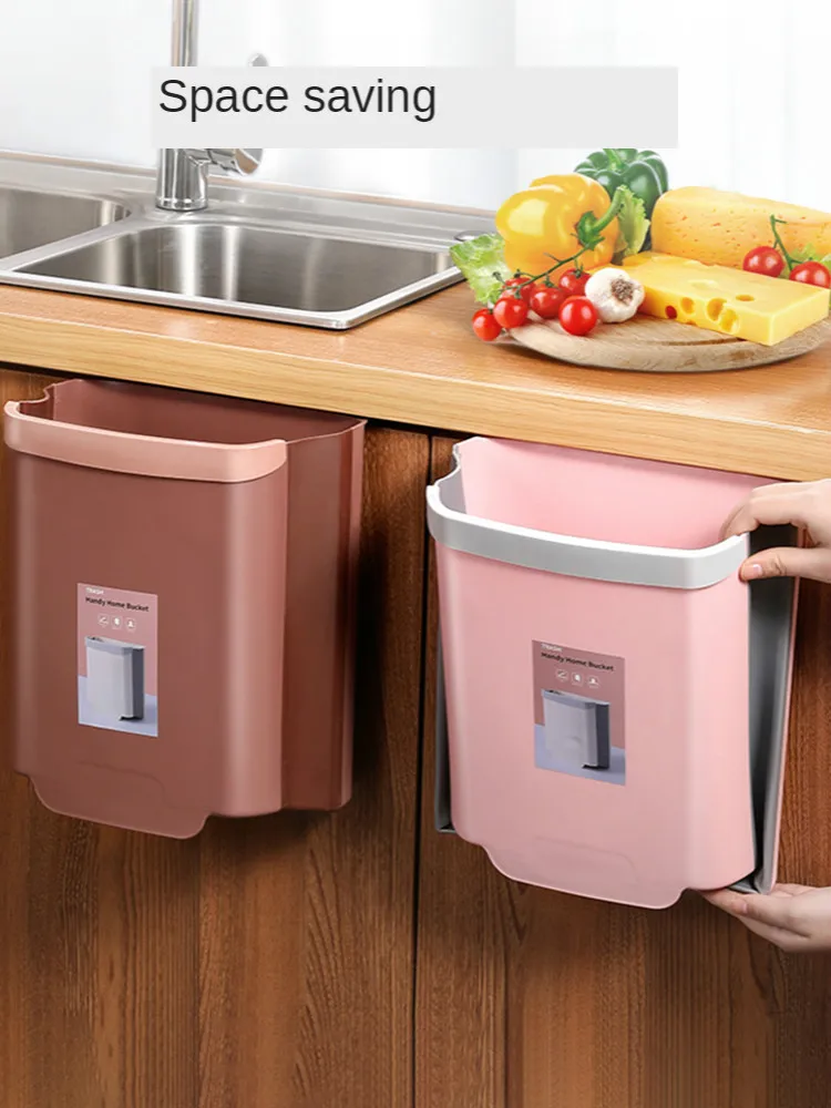 

Kitchen Trash Can Wall-Mounted Household Foldable Large and Small Kitchen Waste Classification Cabinet Door Special Storage Buck