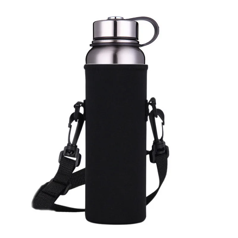 G227852A 1500ML Спортивная сумка-переноска для бутылок с ремешком, неопреновая сумка-держатель для воды, плечевой ремень, черная сумка-переноска для бутылок - Цвет: G227852A 1500ML