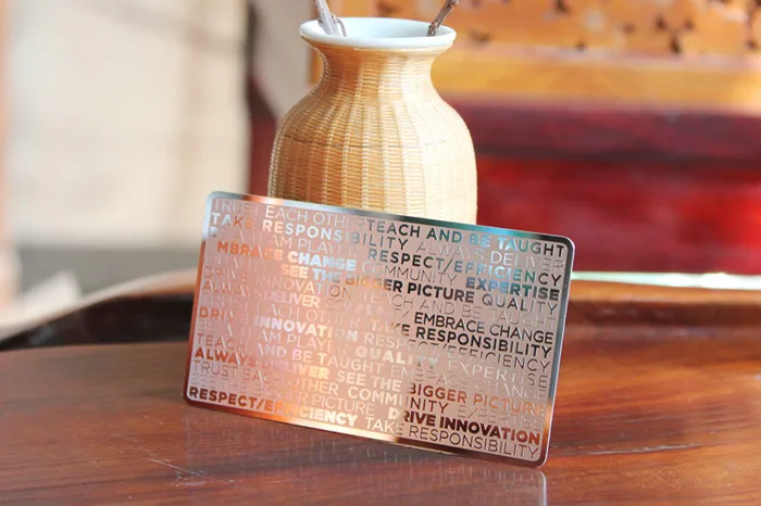 Mirror luxury engraved stainless steel metal business card