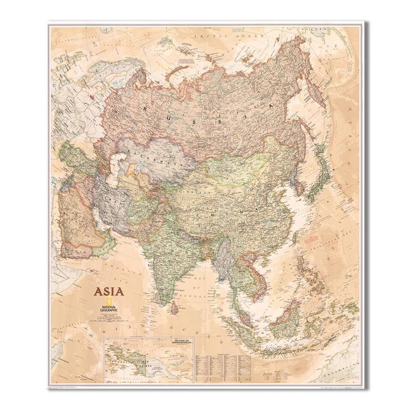 

Map of Asia Vintage Wall Hanging Frameless Canvas Paintings/Maps for Living Room/Study Room/Office Decoration