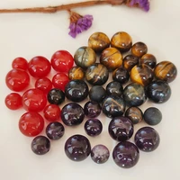 10pcsbag diy round natural stones of amethystred agateyellow and blue tigeye stone 10mm14mm with half hole large stock beads