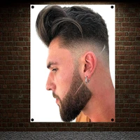 fashioned beard hairstyles for men posters wall sticker hair salon barber shop home decor canvas painting wall hanging a1