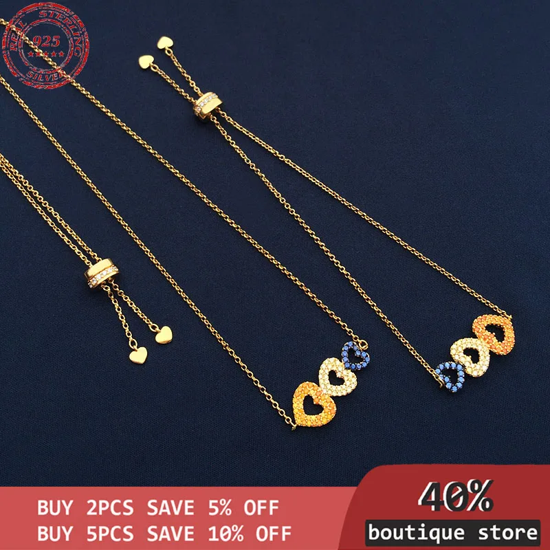 

Color heart-shaped S925 women's sterling silver bracelet necklace, temperament luxury brand jewelry gifts