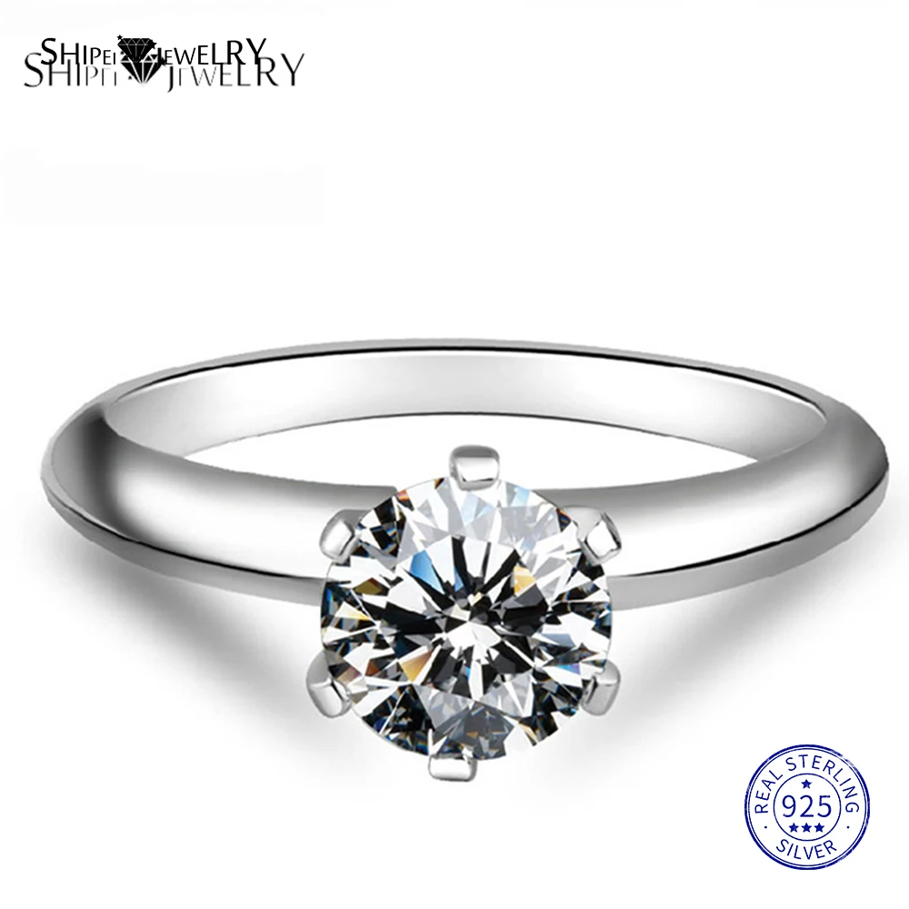 Женское Обручальное кольцо с белым сапфиром 2 карата из серебра 100% пробы|Кольца| |