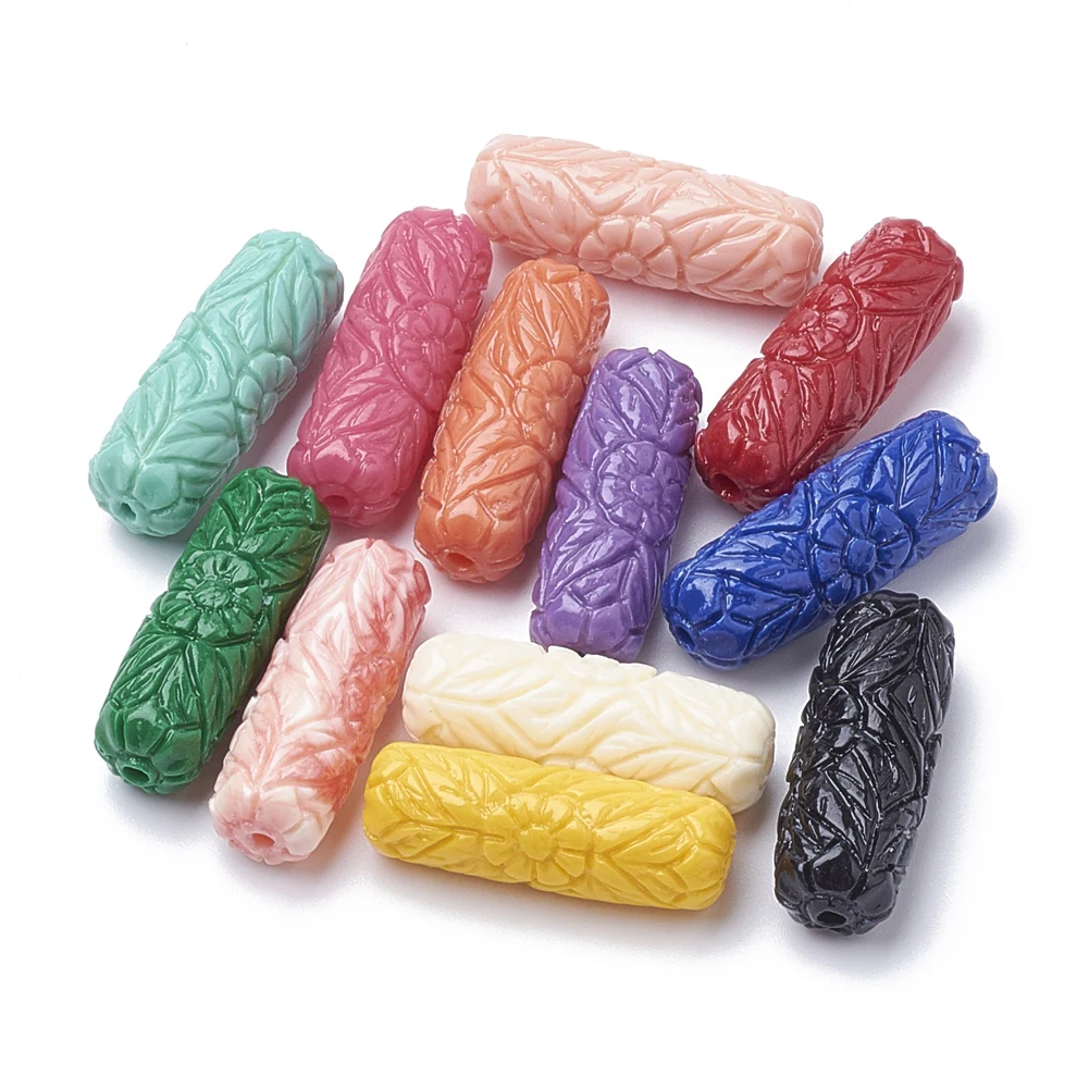 

10pcs Synthetic Coral Beads Column Dyed Mixed Color Loose Beads for Necklace Bracelet Bangle Charms DIY Jewelry Making Findings