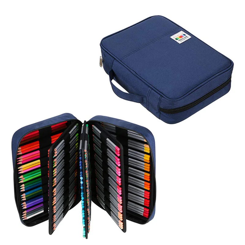 

166/220 Slots Pencil Case Large Capacity Pen Bag Big Penal Stationery for Girl Boy Cartridge Kit Box Black Pencilfolder Supplies