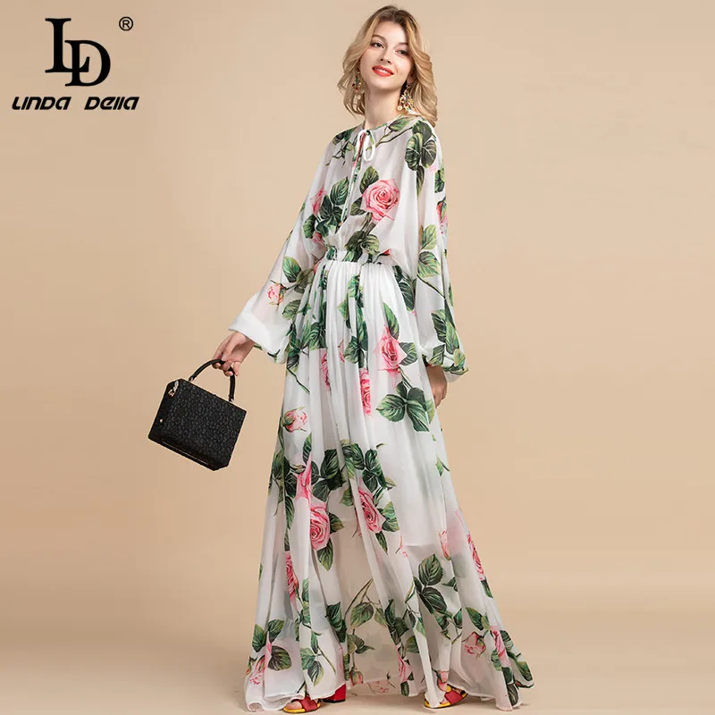 LD LINDA DELLA лето мода взлетно посадочной полосы Boho Макси платья для женщин с длинным