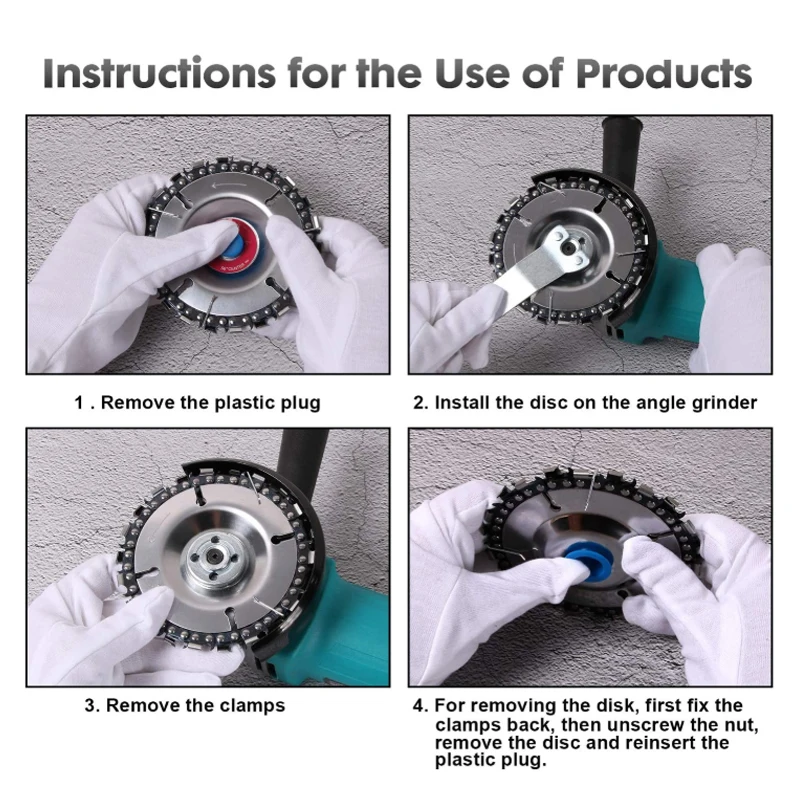 

4'' Angle Grinder Disc 22 Teeth Chain Saw Wood Carving Disc 100/115 Tungsten Angle Grinder Shaping Woodworking Saw Blade Disc