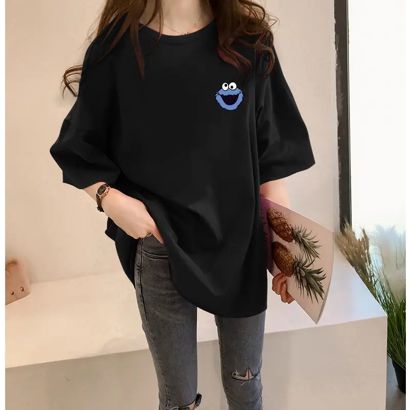 

Short sleeve T-shirt women's 2021 early spring new clothes Korean version loose middle long half sleeve top