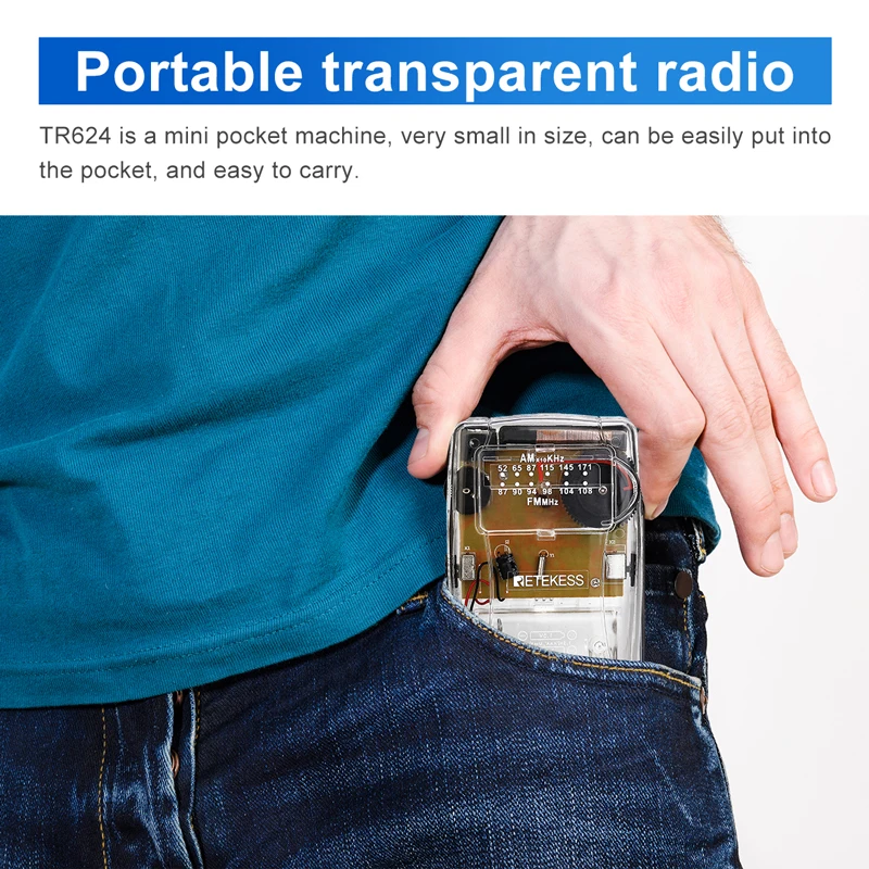 RETEKESS 10Pcs TR624 Transparent Portable Radio AM / FM Pointer Tuning Support Headphones Used for Church Conference Museum | Электроника