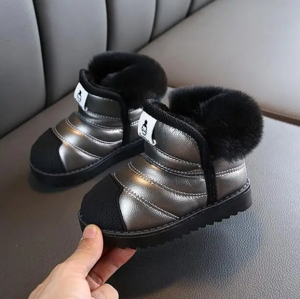 Зимние ботинки для маленьких девочек и мальчиков теплые уличные детские