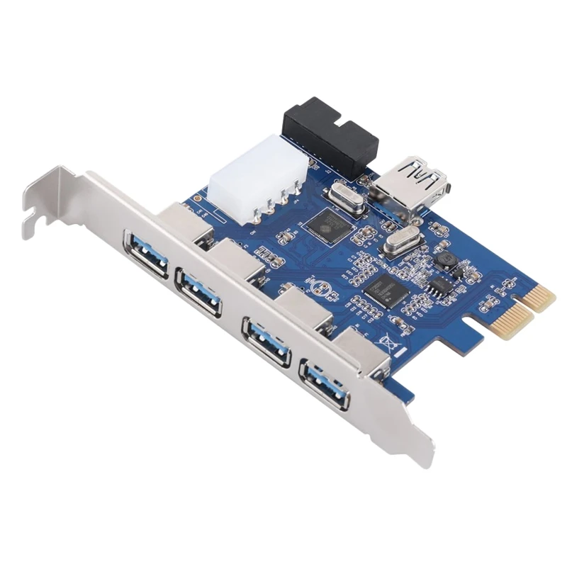 

PCI-E Expansion Card 4 Ports Rear USB3.0+Built-in 19PIN 4PIN USB3.0 5Gbps Desktop Expansion Card for BTC Mining