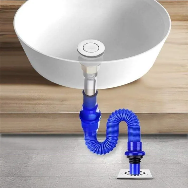 

ABS/Stainless Steel Kitchen Sewer Pipe Flexible Bathroom Sink Drains Downcomer Wash Basin Electroplated Plumbing Hose Waste Pipe