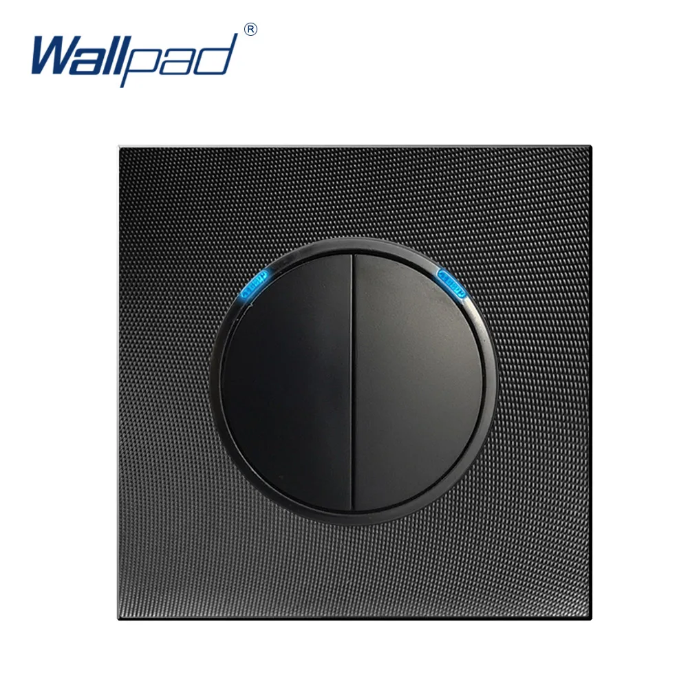 

2 Gang 1 Way Original Designer Wallpad Random Click Push Button Wall Light Switch With LED Indicator Aluminum Metal Panel