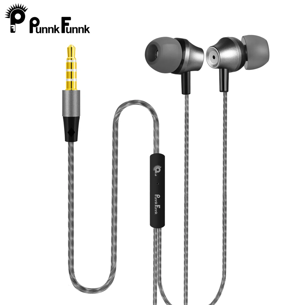 

PunnkFunnk Metal Deep Bass Stereo headsets sport Earphones W/Mic Volume Control for iphone 6 7 8 x samsung s10 s9 s8 s7 note9 j3