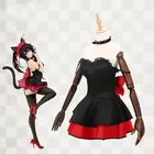 Костюм для косплея токисаки Куруми из аниме свидание и прямая трансляция, черное сексуальное женское платье с кошкой, полный комплект