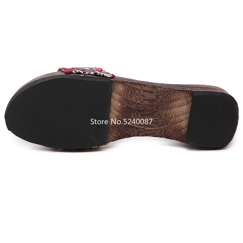 Шлепанцы женские деревянные в китайском стиле японские традиционные сандалии