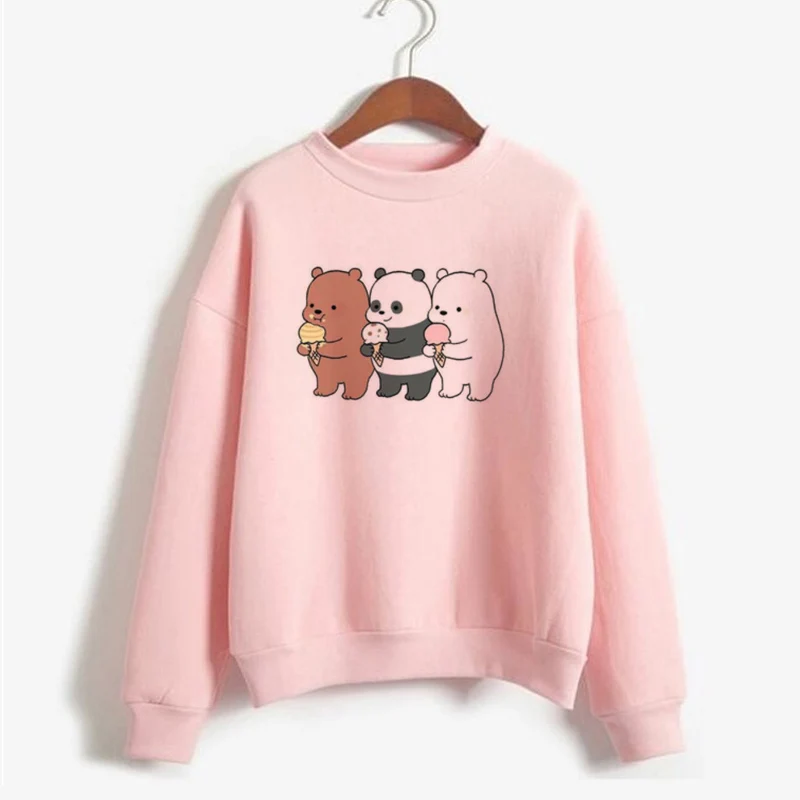 Harajuku Kawaii We Bare толстовка с медведем Женская Повседневная Милая Толстовка Padan Женский пуловер для девочек белый розовый негабаритный свитер с капюшоном одежда