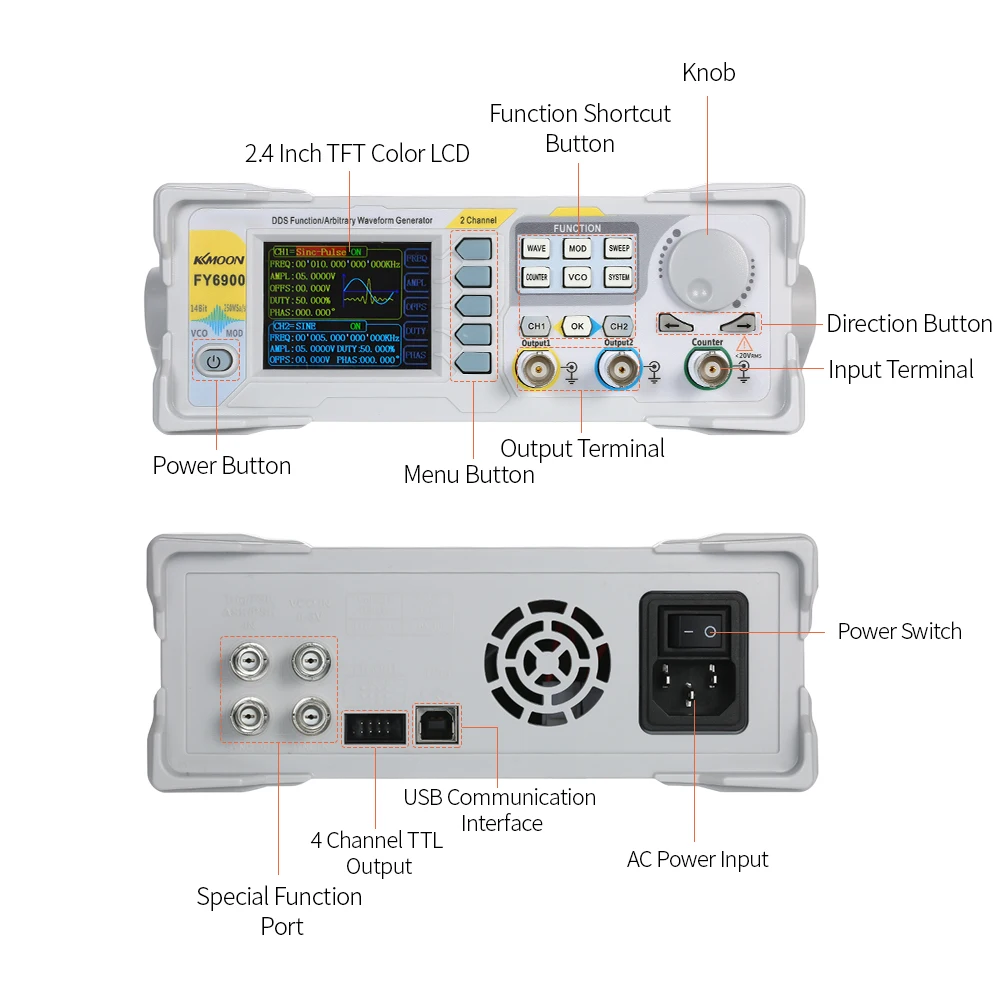 100MHz Function Signal Generator Digital DDS Dual-channel Signal/Arbitrary Waveform Source | Инструменты