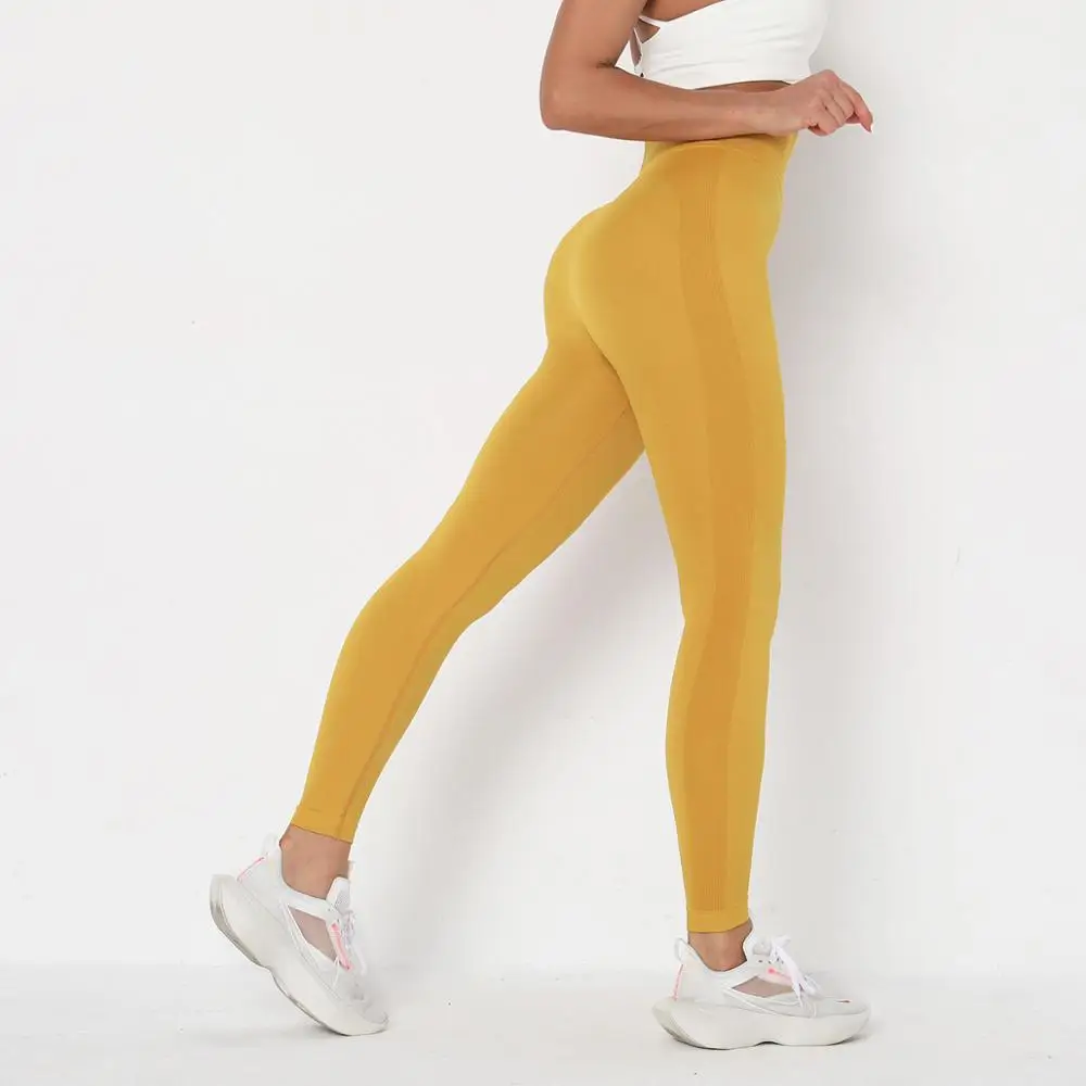 Высокая талия Бесшовные Леггинсы для женщин тренажерный зал жизненно Спортивные