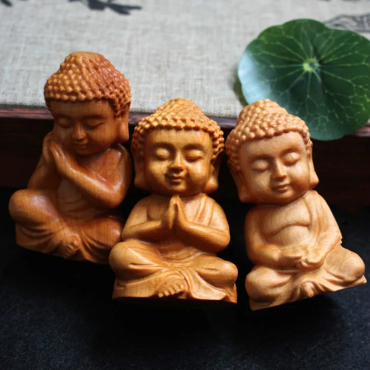 

Aihang Yabai Buddhist Supplies Sakyamuni Sitting Buddha Wooden Ornaments Simple Style Crafts Home Decoration Accessories