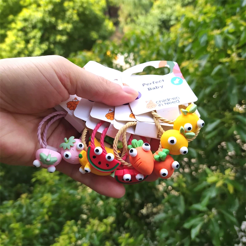 

2PCS New Lovely Carrot Lemon Fruit Princess Headwear Kids Elastic Hair Bands Children Ropes Girls Accessories Baby Headdress