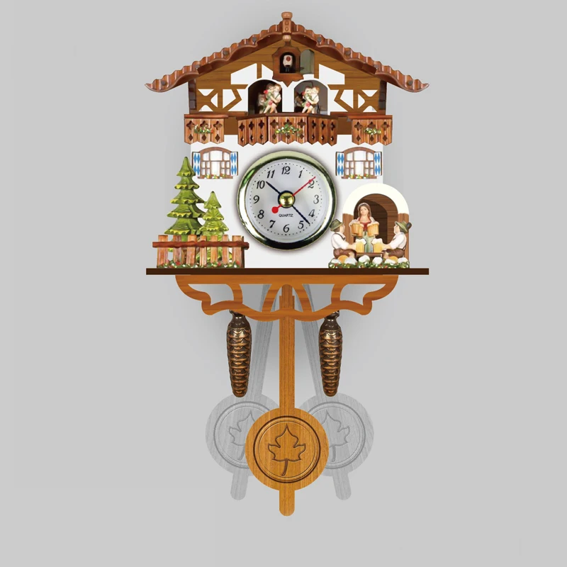 

New 3D Handcrafted Wall Clock Wooden Cuckoo Wall Clock Quartz Clock Fashion Christmas Gift Home Art Decor