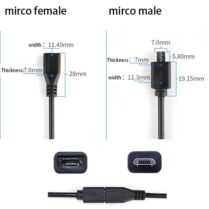 Разъем Micro USB 2 0 A Мама для интерфейса Android 4-контактный 2-контактный папа кабель