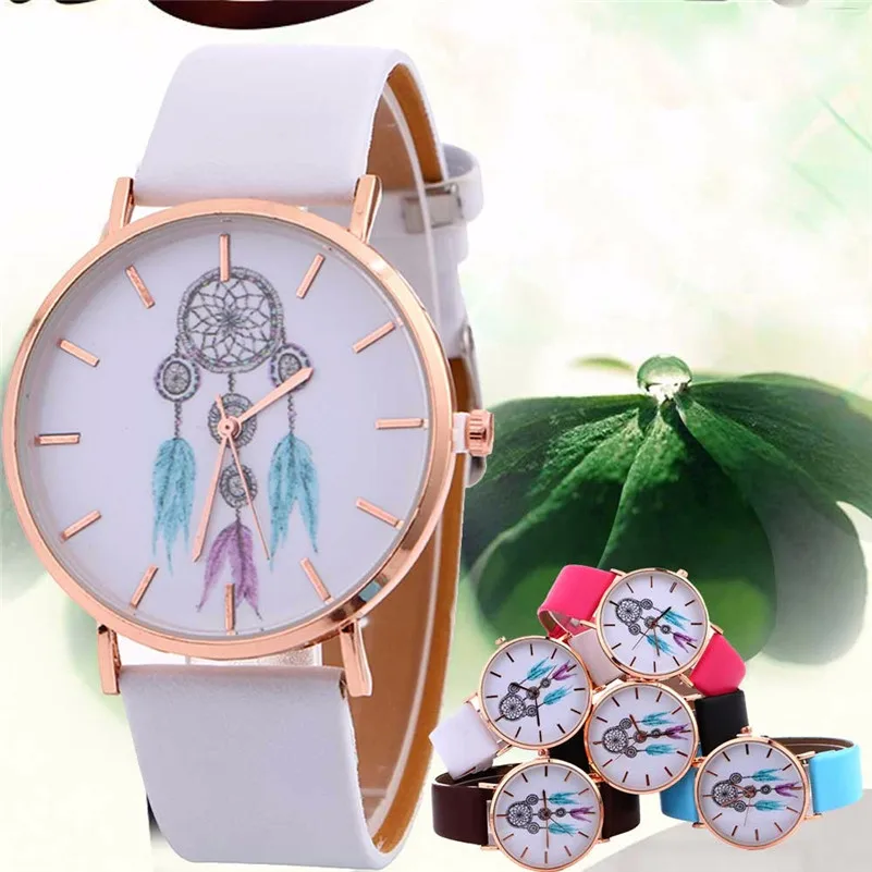 Женские повседневные часы relojes para mujer модные кварцевые Ловца снов с кожаным
