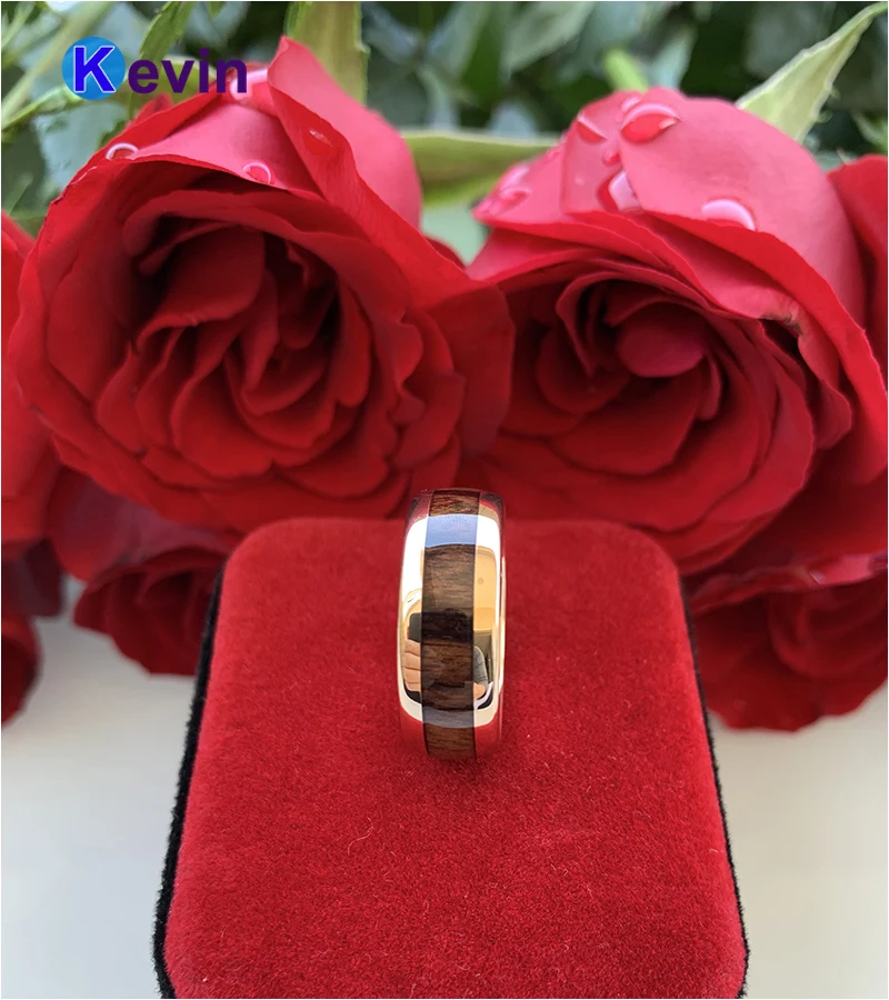 Розовое золото купольная лента Вольфрамовая Свадебная для мужчин женщин с