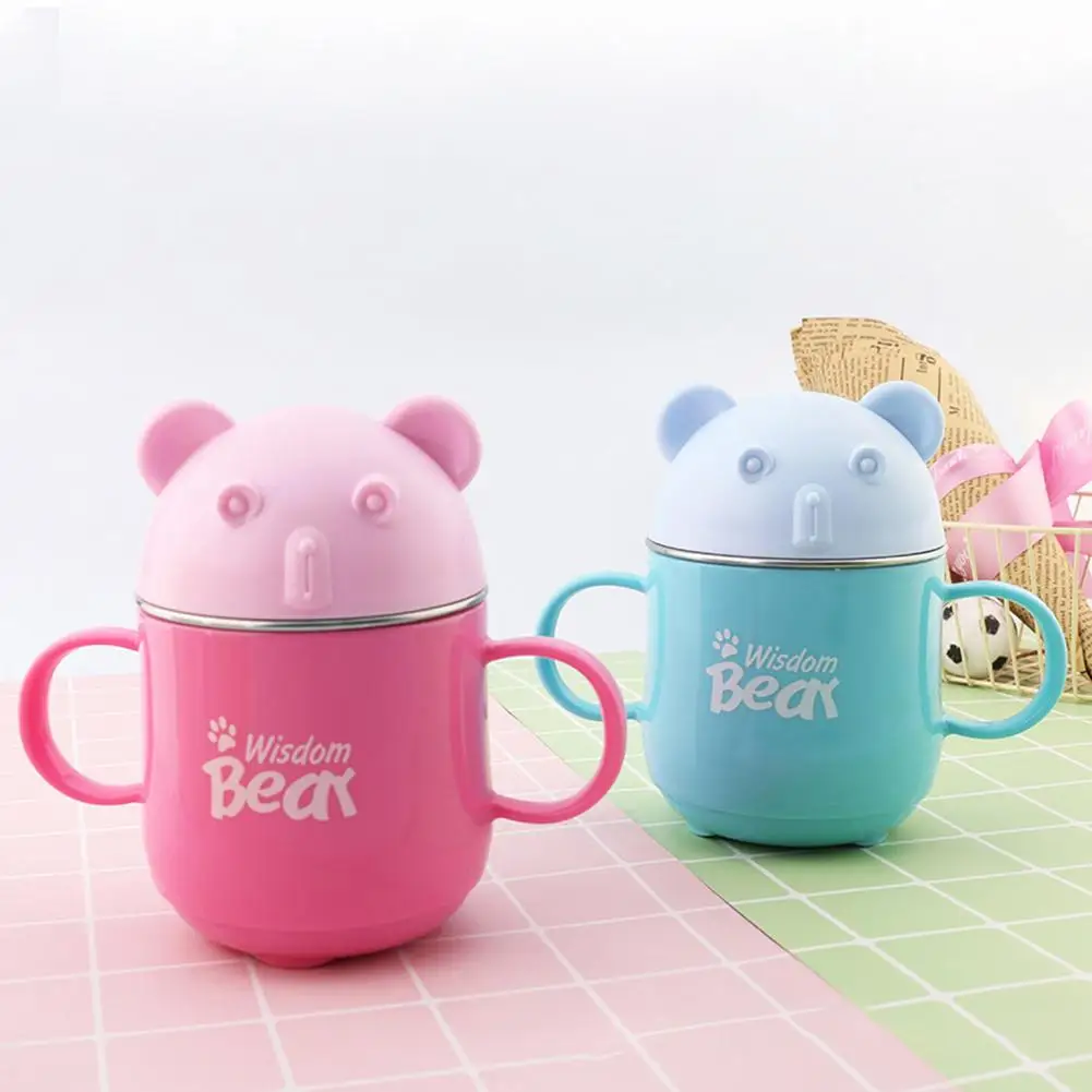 Маленький милый медведь портативные бутылки для воды из нержавеющей стали чашки