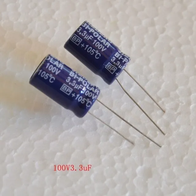 Специальный неполярный конденсатор 3 мкФ Ф/100 в электролитический вертикальный