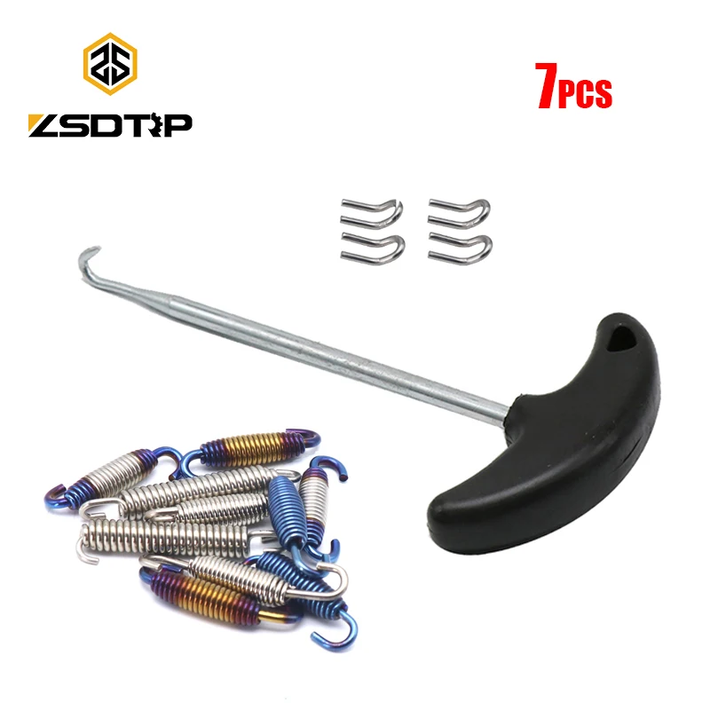 

ZSDTRP 7 шт. подставка для выхлопных газов для мотоцикла, пружинный крюк, съемник, инструмент из нержавеющей стали, мотокросс, кроссовый велосип...