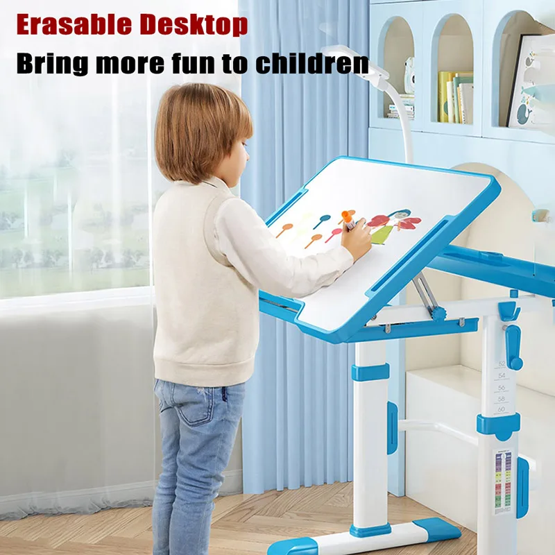 Sensory Children's Table and Chair for Children with Lamp Writing Drawing Desk Room Desks Kids Study Set | Мебель