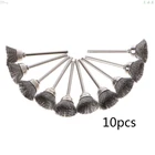 Чашеобразная сталь щетки колеса провода для электрического инструмента Dremel, инструмент для чистки ржавчины, вращающийся инструмент для гравера, абразивные материалы, 10 шт.