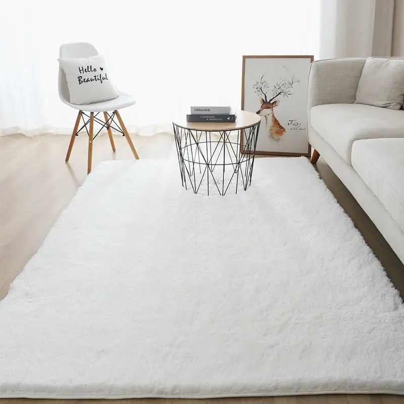 

Modern Thick Fluffy Carpet Living Room Coffee Table Bedroom Tatami Non-slip Absorbent White Floor Mat Bathroom Entrance Doormats