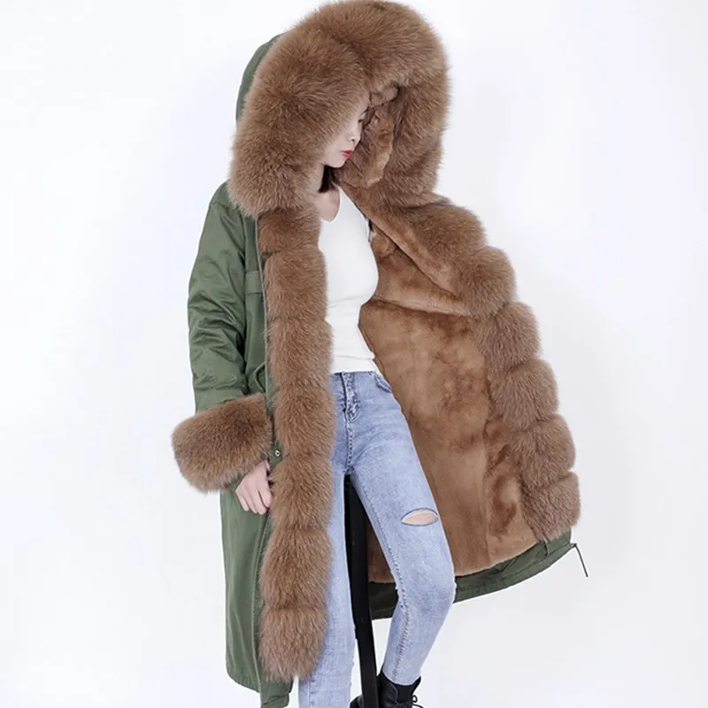 Женские зимние парки шуба из натурального Лисьего меха водонепроницаемые теплые