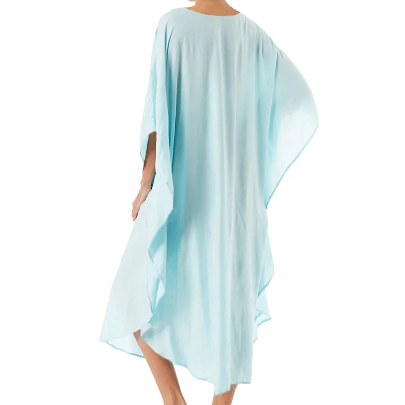 Длинное Хлопковое платье-Кафтан оверсайз Пляжное платье большого размера с