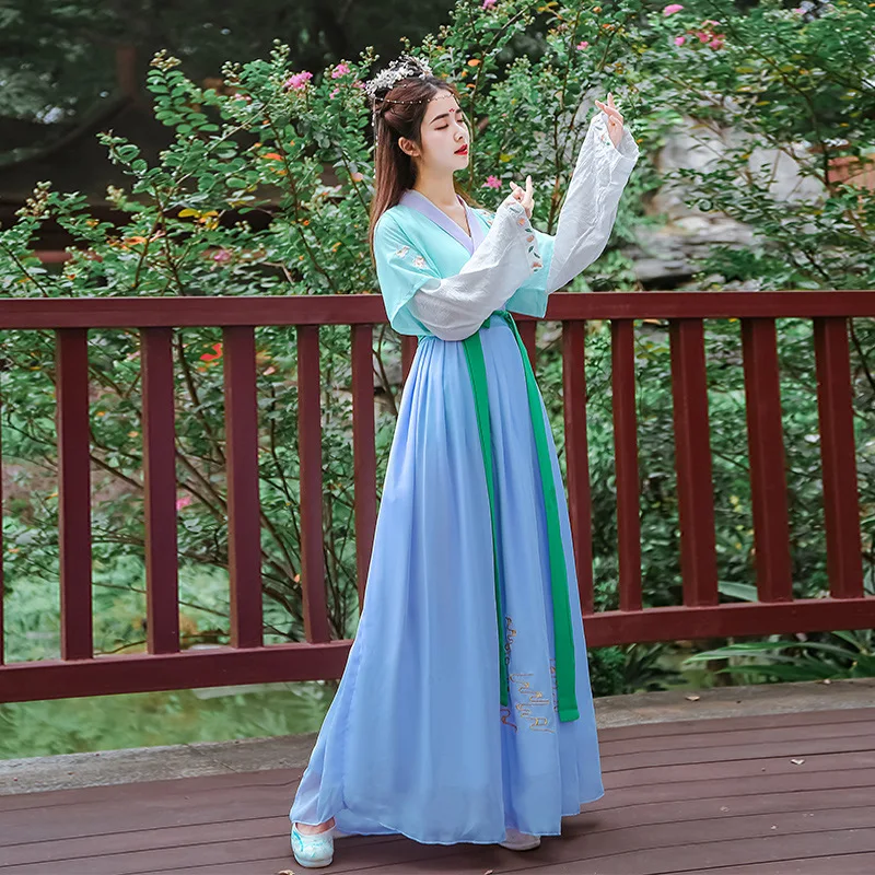 

Женский Традиционный китайский костюм, бандаж с вышивкой в древнем стиле, однотонная одежда для выступлений на сцене и танцев