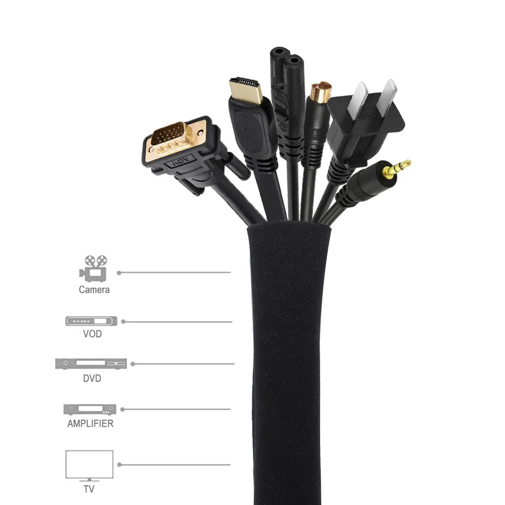 50/100 Cm Wire Organizer Management Sleeve Cable Concealer For Tv Computer Fridge Neoprene Hider Protector With Zipper | Дом и сад