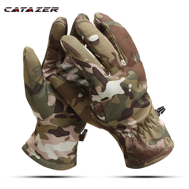 

Outdoor Riding Climbing Tactical Spring Winter Waterproof Windproof Full Finger Gloves Hunting SoftShell Wearproof Camo Mittens